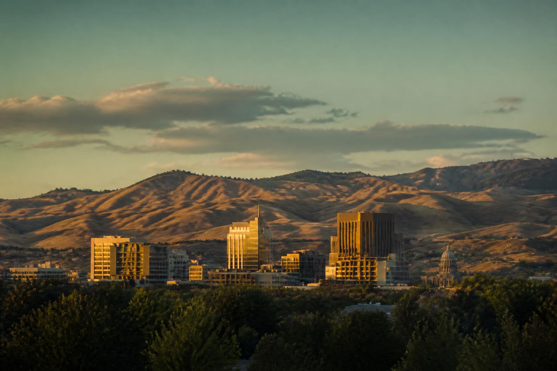 Boise, Idaho skyline at golden hour